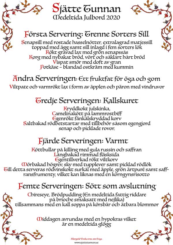 sjätte tunnan julbord meny Julbord på Sjätte tunnan   STOCKHOLM | Julbordsportalen